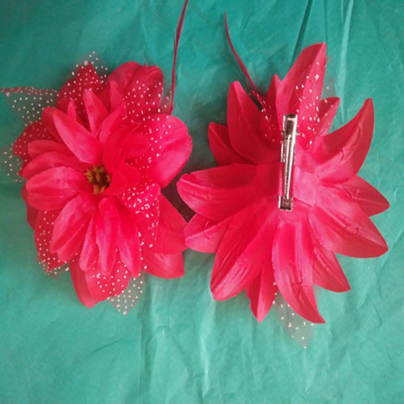 舞蹈头饰红色健身操舞蹈现代舞台演出服头花民族风头饰秧歌广场舞红色