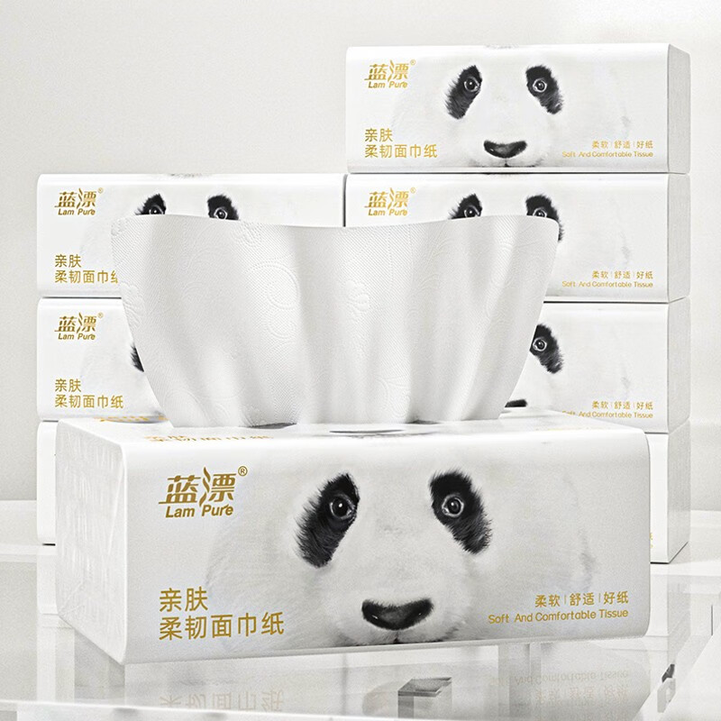 蓝漂(Lam pure)气垫抽纸家用实惠装面巾餐巾卫生纸纸抽Z 4层 1280张 2提 樱花系列挂抽高清大图