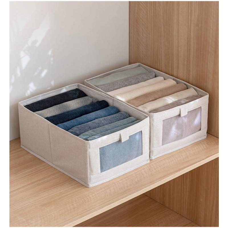 可视窗布艺收纳箱裤子衣服收纳衣柜衣物收纳盒抽屉式整理箱