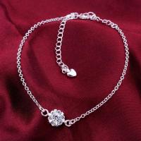 A032Women Jewelry Silver Anklet 镀银饰梅花水晶脚链潮女饰品送女朋友七夕情人节礼物