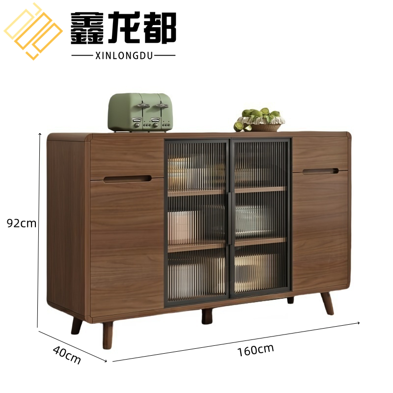 鑫龙都餐边柜实木 茶水柜四门台 40cm宽
