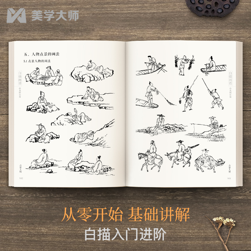 [正版]书豪图书直发白描画谱 山水树石篇 中国工笔技法画册集书籍入门初自学者零基础教程材成人手绘临摹勾线名家底稿图大全高清大图