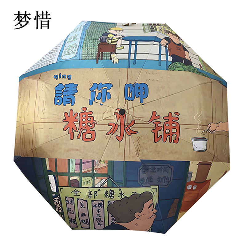 梦惜 手动自动钢骨玻纤 加厚黑胶布 晴雨两用伞 YF-W2024011/把高清大图