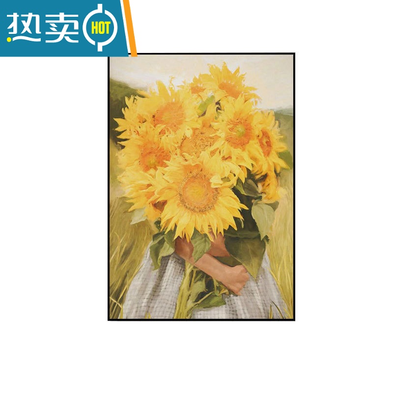 敬平现代简约向日葵客厅背景墙壁画卧室装饰画餐厅挂画简欧大气仿油画装饰画高清大图