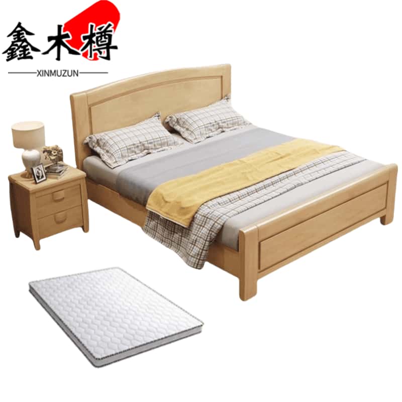 鑫木樽床+床头柜+床垫1.2*2m套高清大图