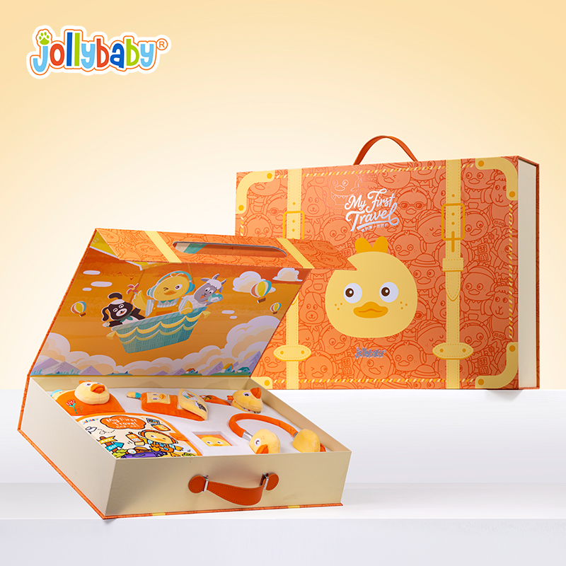 Jollybaby儿童玩具周岁礼盒生日见面礼音乐仿真手机过家家1岁1663 【旅游鸭过家家礼盒】橙色