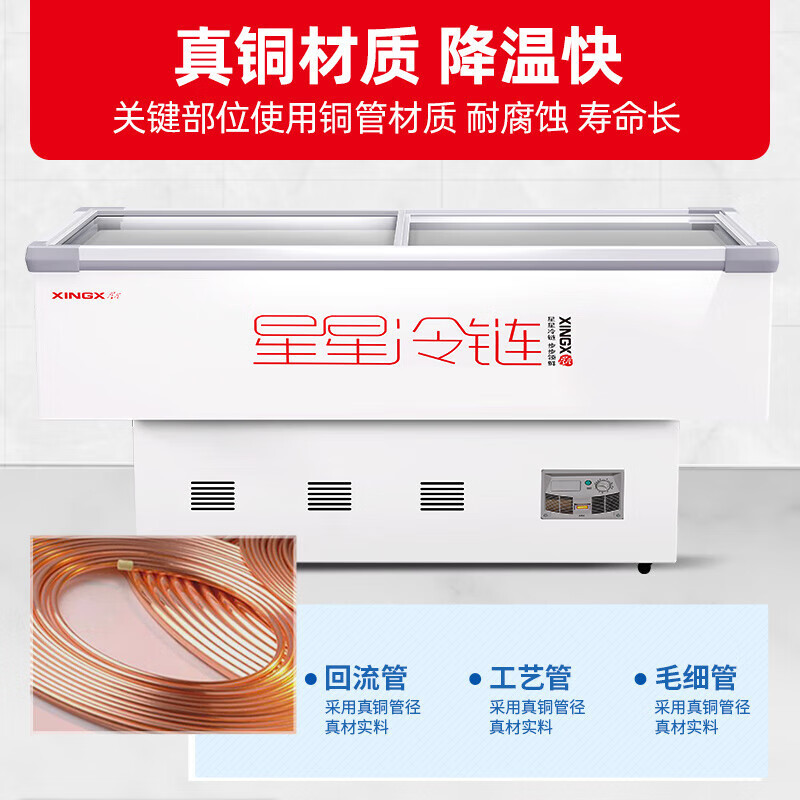 星星(XINGX)冰柜展示柜商用大容量冷柜海鲜鱼类冷冻冷冻柜火锅烧烤水果保鲜节能SD/SC-1.8BX