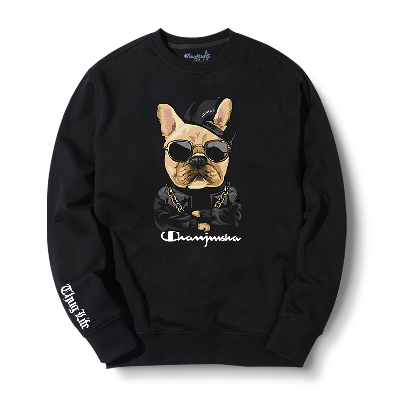 champion冠军男士潮牌圆领卫衣纯棉大码休闲长袖潮流狗狗印花上衣服