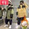可莉允中大男童秋冬装派克棉服2022新款儿童洋气男孩加绒夹棉衣厚外套潮