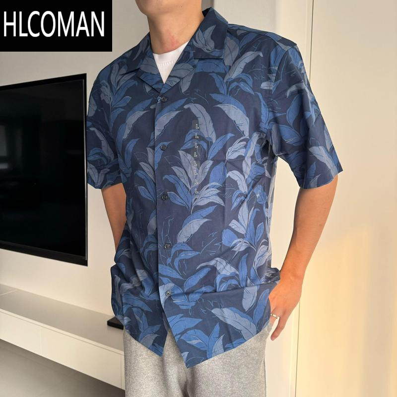 HLCOMAN史野男女装莫代尔棉混纺印花开领短袖衬衫25新款474521 477644