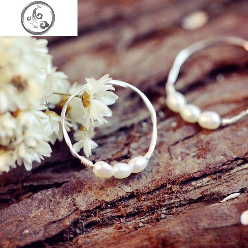 纯银小珍珠手编戒指女甜美食指小指单身尾戒装饰简约网红时尚个性