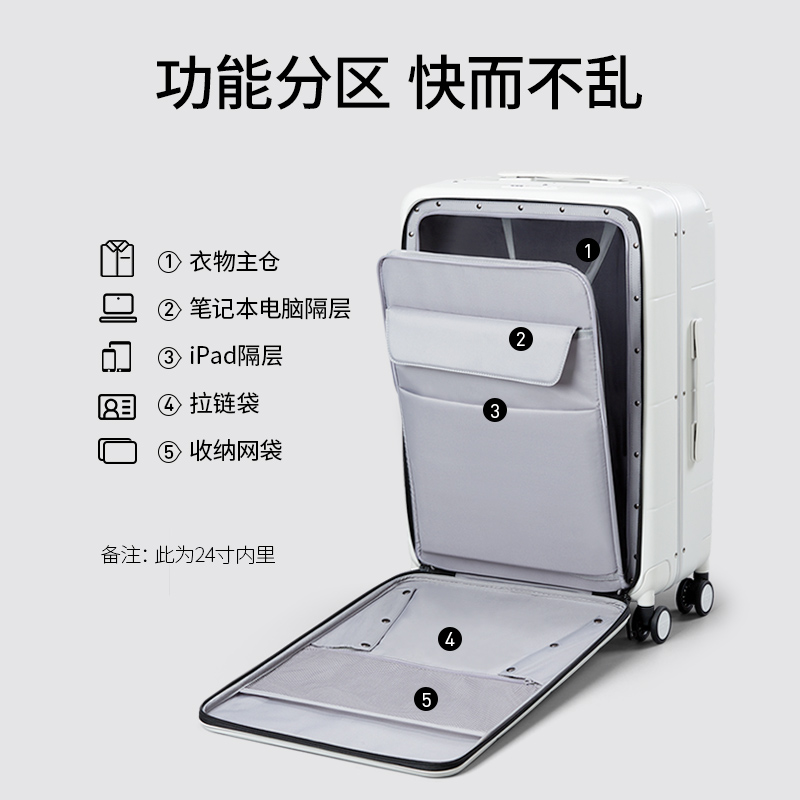 汉客宽拉杆侧开铝框行李箱女20寸新款旅行登机箱24密码箱皮箱子男高清大图