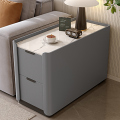 青木川 简约现代实木沙发边柜侧边柜轻奢岩板边几客厅家用角几简约现代茶水柜收纳储物柜夹缝柜超窄柜小茶桌角几 深灰色 宽30x深80x高55厘米