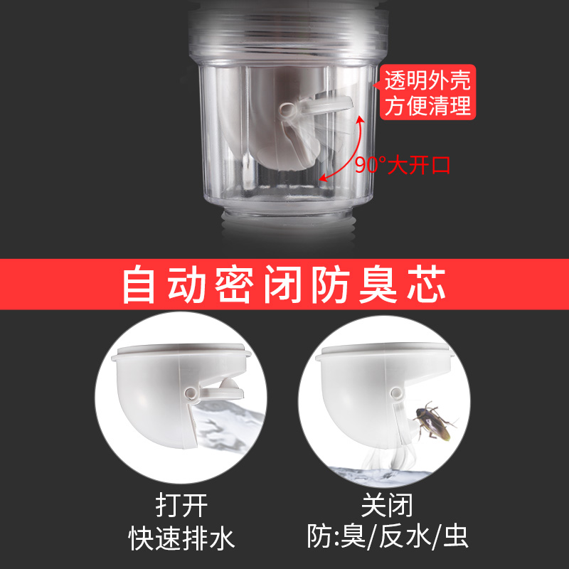 潜水艇墙排洗手盆下水管防臭塞面盆下水器套装省空间洗脸池排水管道配件高清大图