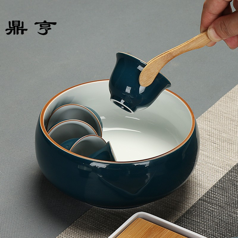 鼎亨陶瓷功夫茶具套装家用简约盖碗壶承三才碗工夫泡茶器茶洗茶盘