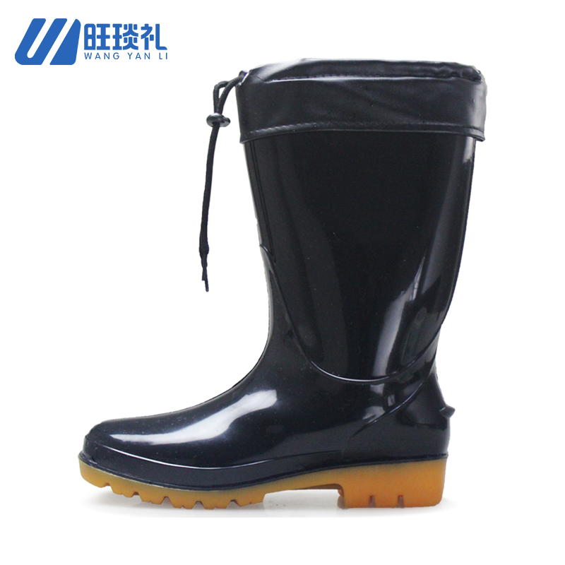 旺琰礼 防水胶靴 黑色 棉(36-46)可选/双高清大图