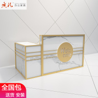 质凡北欧大理石收银台 轻奢服装店铺前台柜台美容院公司办公接待吧台