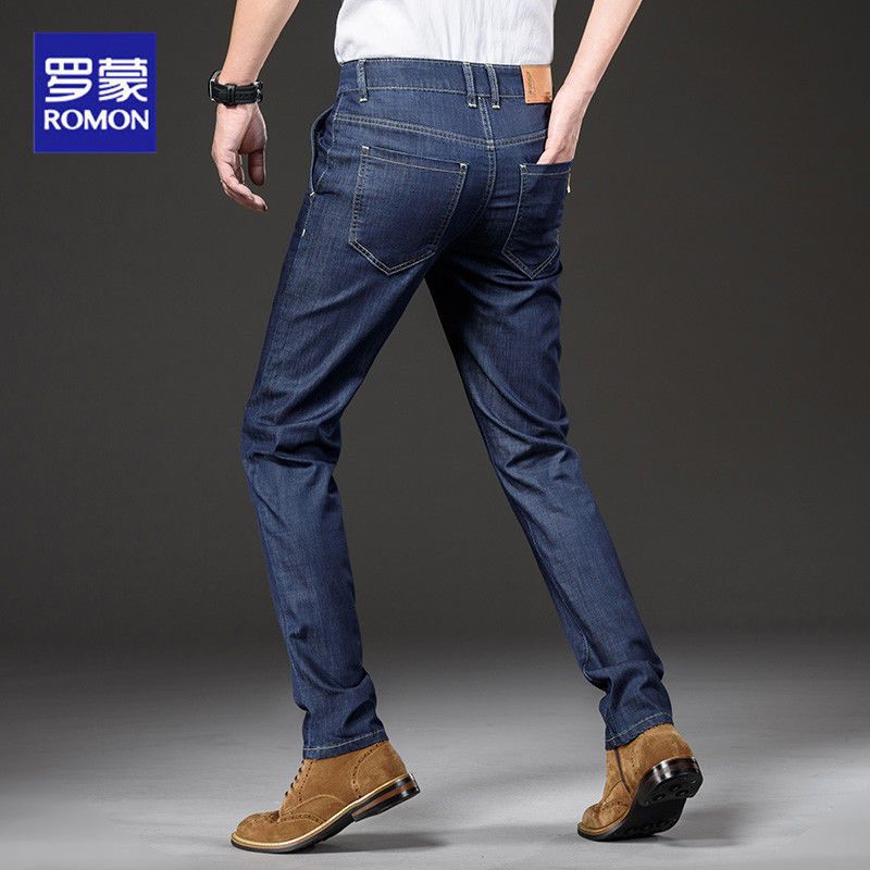 罗蒙莫代尔冰丝牛仔裤男薄款弹力宽松直筒夏季超薄男士休闲长裤子
