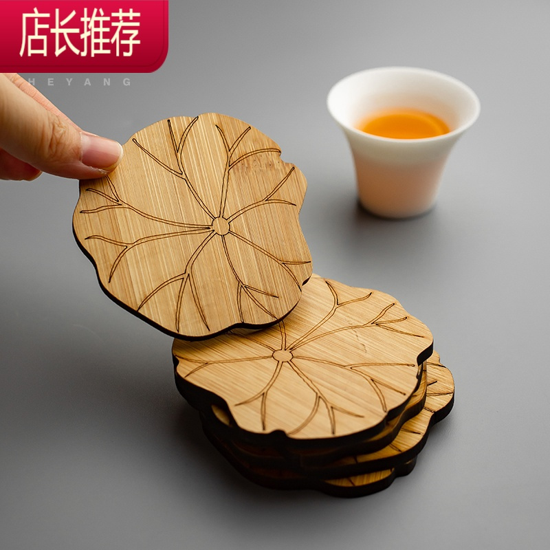 竹子镂空茶杯垫功夫茶道配件竹制防烫小杯垫家用创意隔热茶托套装JING PING