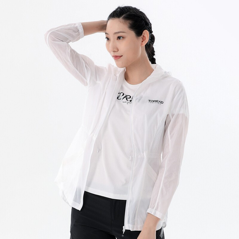 探路者皮肤衣女户外防晒衣女 防紫外线户外风衣防晒服后背开叉超轻高透湿超薄透气女士运动速干风衣外套