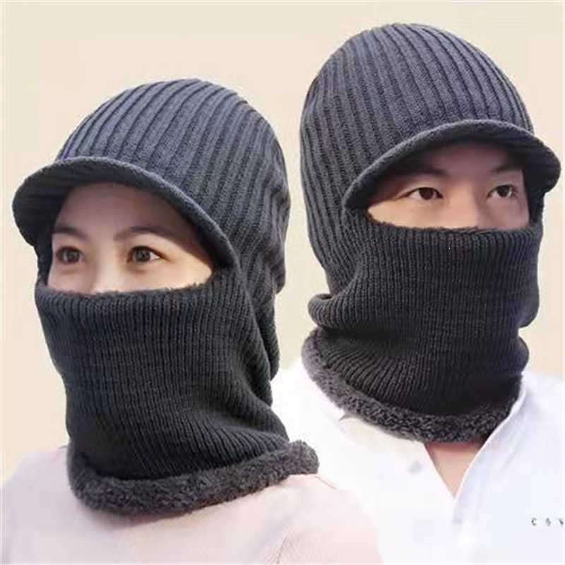 毛线帽子男女冬天套头帽保暖蒙面骑车户外风寒东北帽围巾围脖一体帽