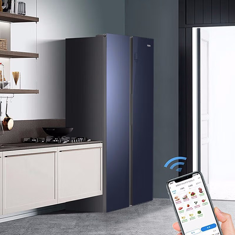 haier海尔冰箱480升大容量对开门风冷无霜双变频deo净味节能纤薄家用