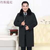 爸爸大衣外套冬厚长款中老年人毛呢大衣老人衣服爷爷呢子风衣男装