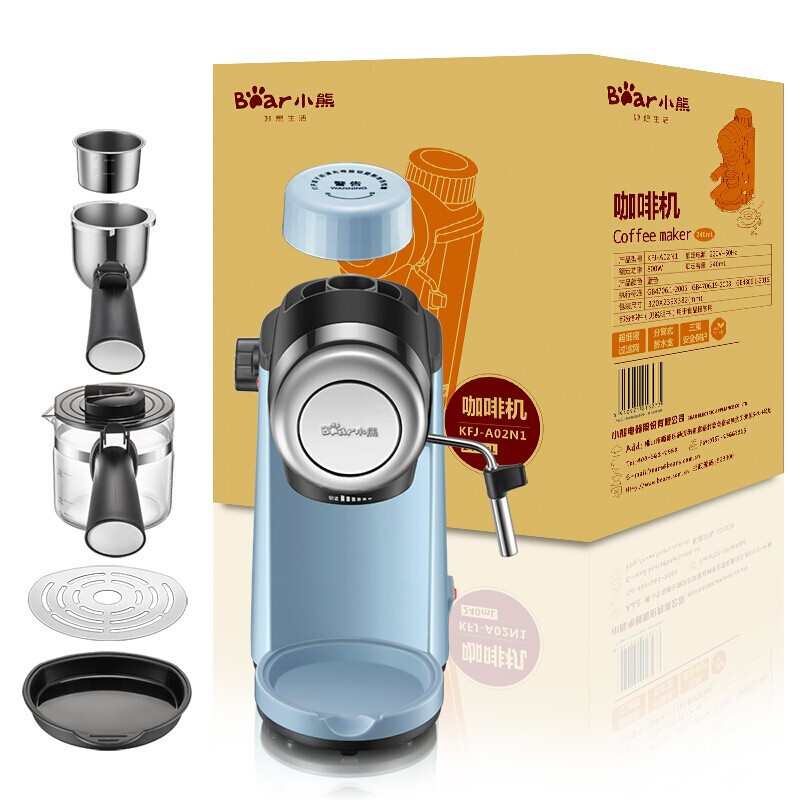 小熊(Bear)咖啡机家用 意式半自动 泵压式 蒸汽高压萃取可打奶泡 意式5bar+蒸汽奶泡 KFJ-A02N1高清大图