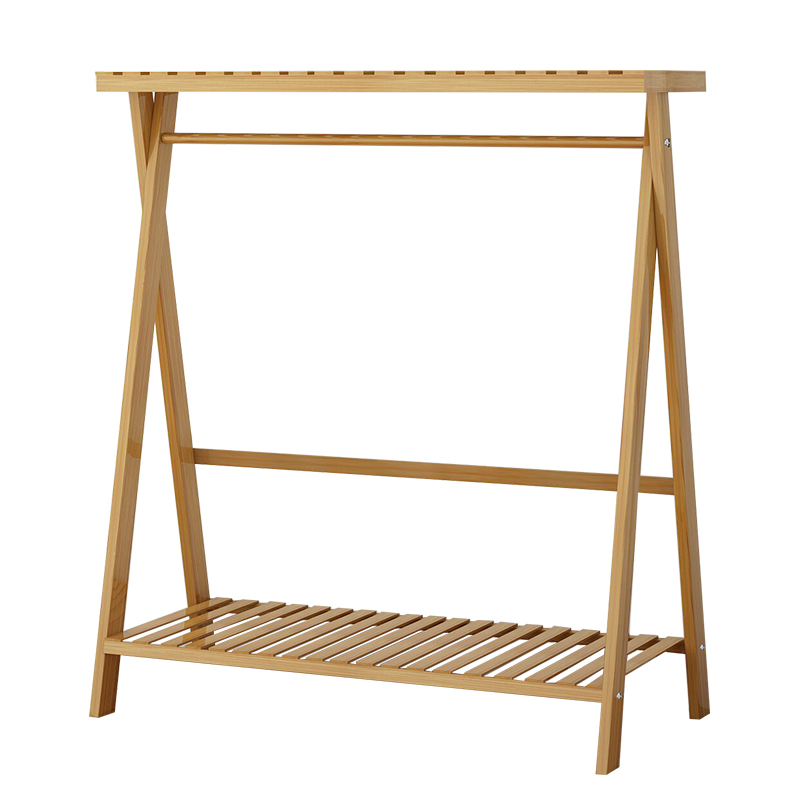 简易衣架落地挂衣架衣服的架子落地式卧室置物架家用实木衣帽架