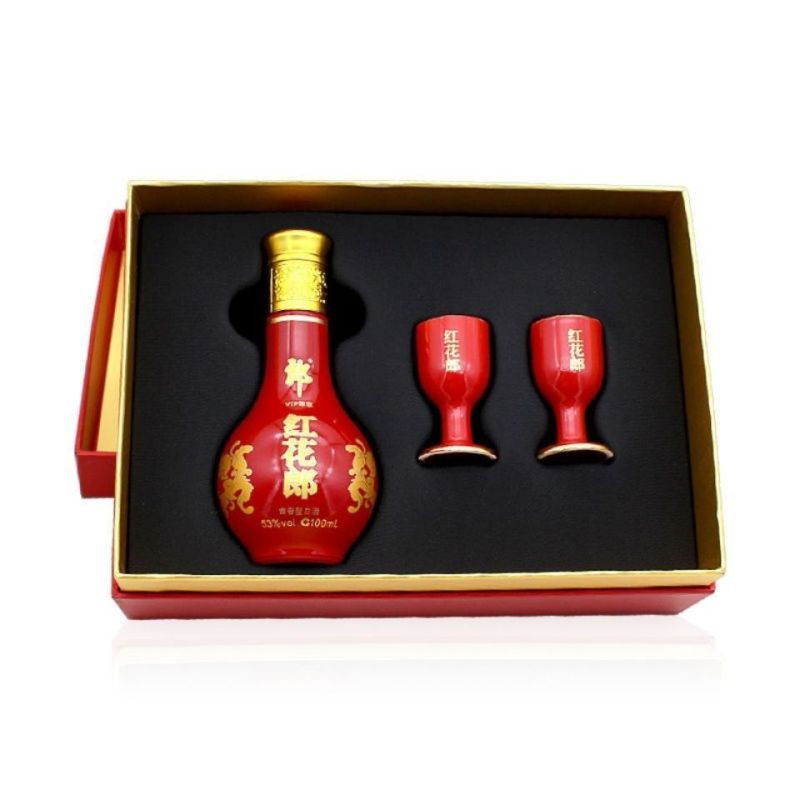 郎酒 红花郎小酒礼盒装53度100ml装 带两杯子酱香型 白酒