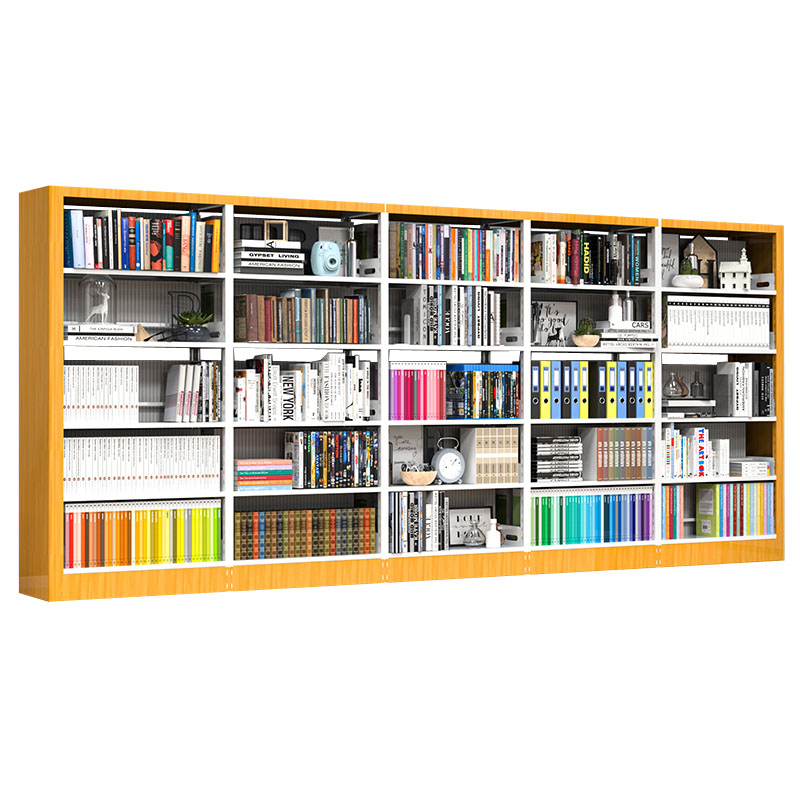 锦北 书架学校图书馆阅览室书籍架落地资料档案架红色黄色 双面一列五