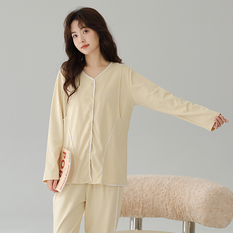 猫人睡衣女士100%纯棉月子服春秋季孕妇可外穿哺乳家居服套装