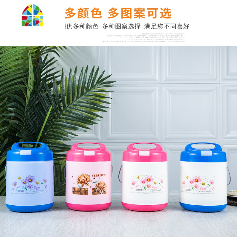 封后1.6L双层玻璃内胆保温饭盒玻璃保温饭瓶便当盒提锅多层提锅 FENGH 1.6L蓝色中间白色+蓝色保温袋花跟卡通随机