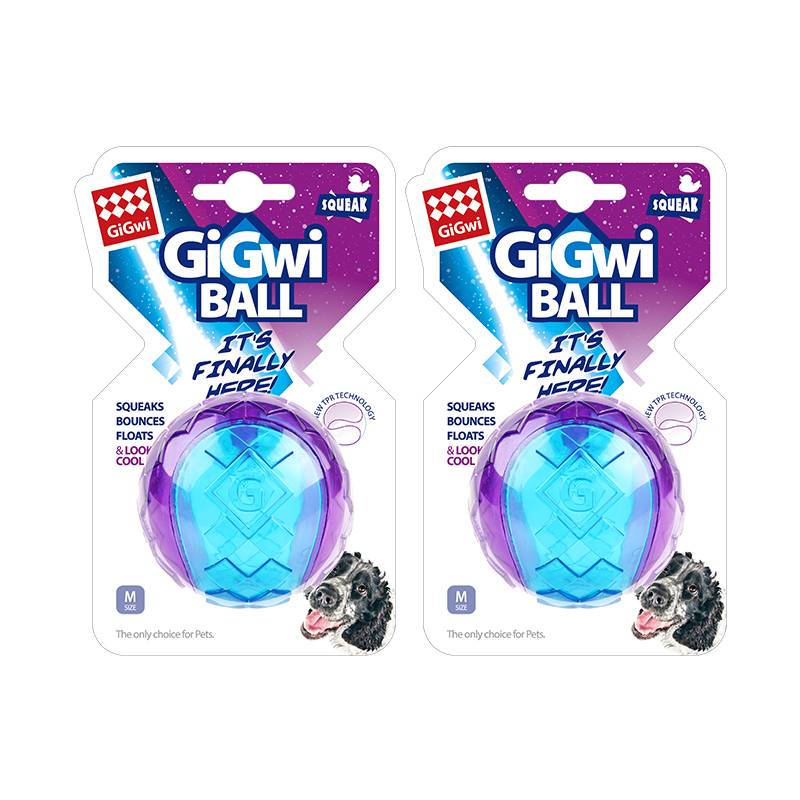 GiGwi贵为狗狗解闷玩具球发声宠物玩具幼犬大小狗磨牙耐咬益智-中号透明