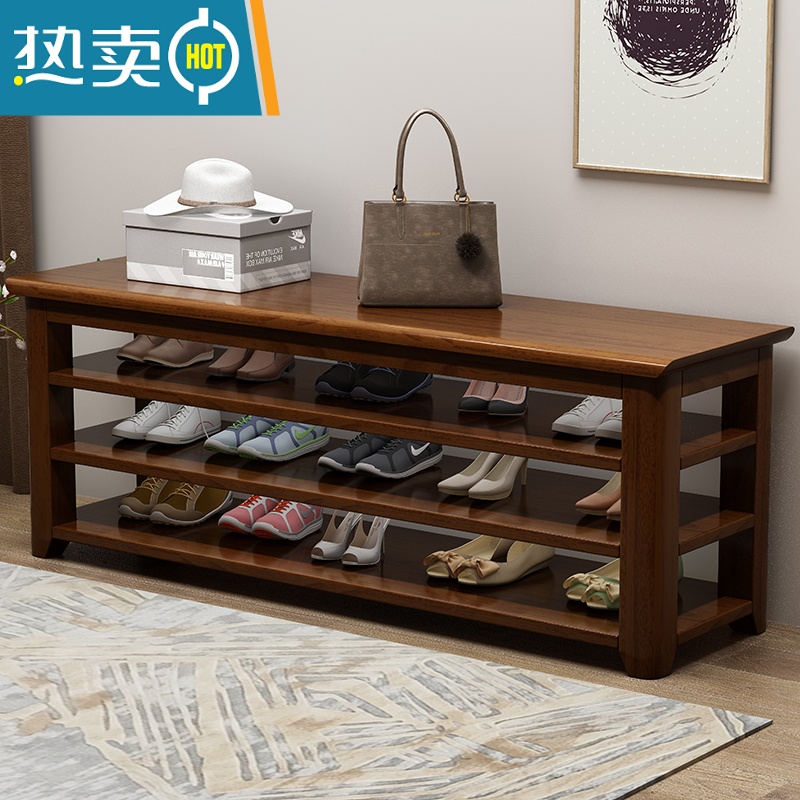敬平全实木换鞋凳家用门口玄关鞋凳多层收纳鞋柜一体式可坐长条穿鞋凳收纳凳高清大图