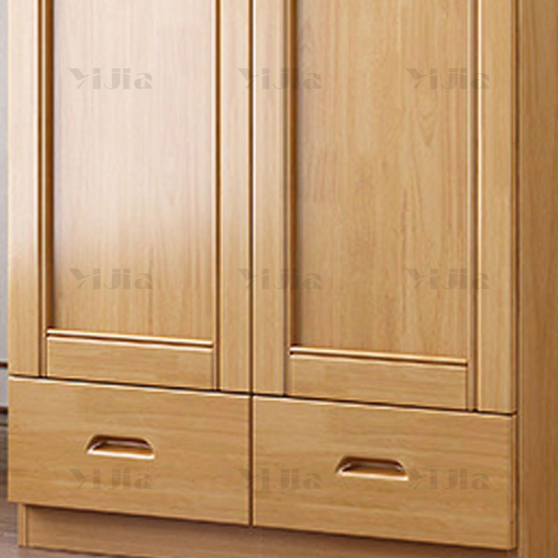 翌嘉yj4022713中式实木衣柜对开二门衣柜卧室收纳大衣橱榉木色