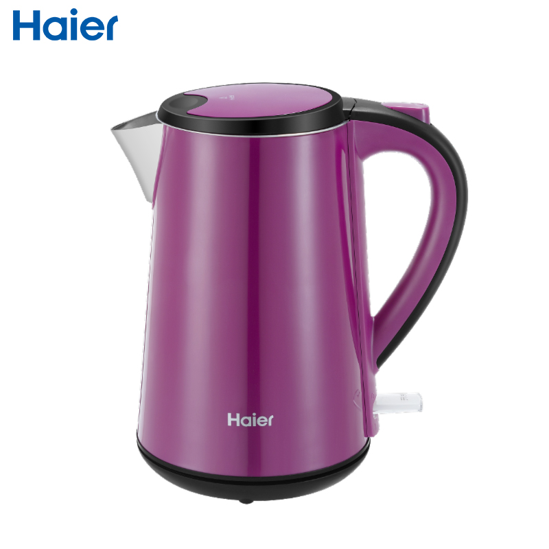 海尔(Haier)电热水壶HKT-D5Z 1.5L无缝内胆双层防烫304不锈钢进口温控器可视LED加热灯速热紫色电烧水壶