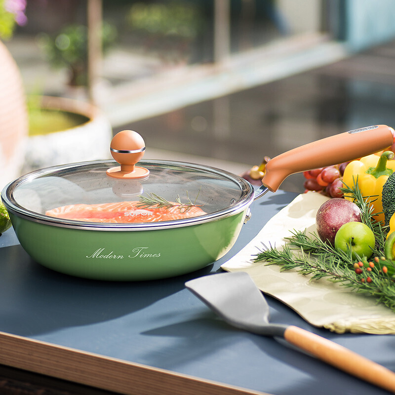 苏泊尔(SUPOR)迷色系列炒锅煎炒锅不粘锅炒菜锅少油烟电磁炉燃气平底锅牛排锅煎蛋锅30cm绿色EC30JAP01-V高清大图