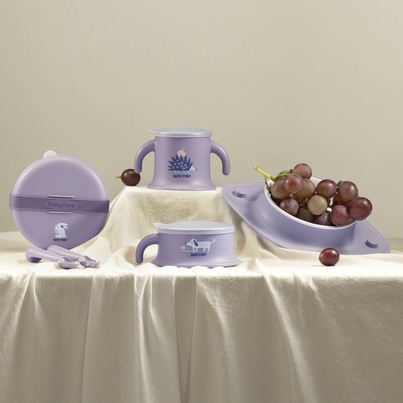 babycare宝宝餐具套装便携餐具套装 赫伦紫 BC2005062