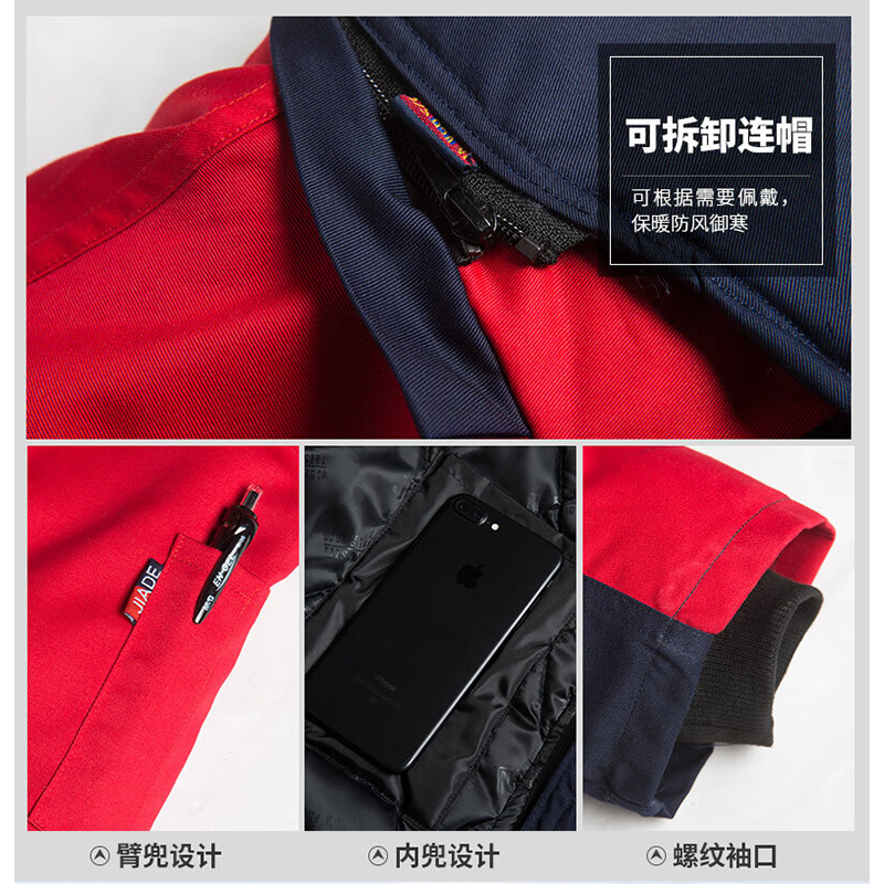 谋福 冬季工作服棉服 棉衣工程汽修劳保服棉袄[藏蓝拼黄肩]165/M高清大图