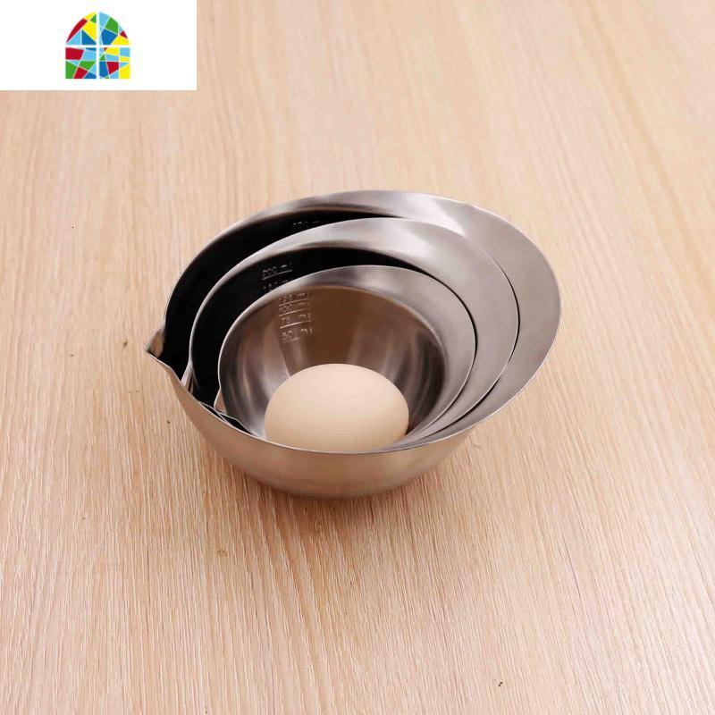 迷你小件18/10不锈钢烘焙准备碗量刻度小碗甜品饼干蒸肉菜碗 FENGHOU 400ml量碗
