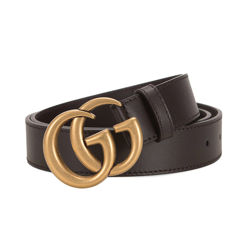 GUCCI/古驰男女同款牛皮双G带扣皮革腰带414516 AP00T 2145棕色105