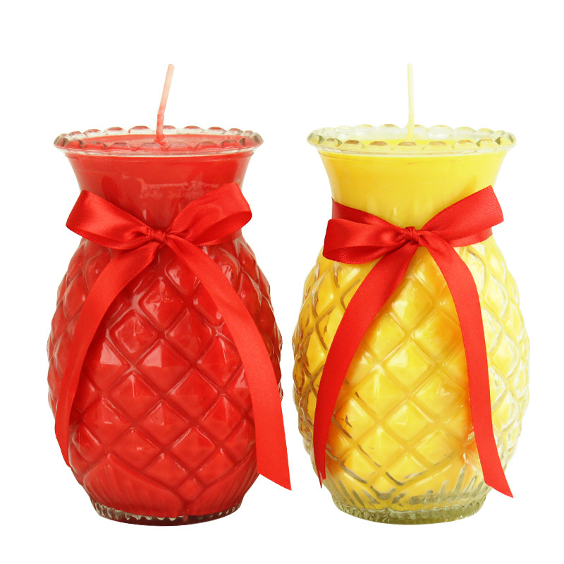 1号黄色1对供佛酥油灯1357天15天旺来油灯酥油斗烛佛前蜡烛菠萝型长明