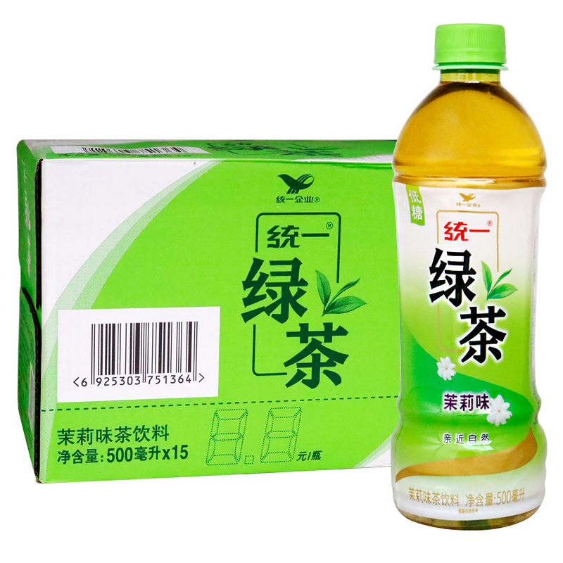 统一 绿茶500ml*15瓶整箱茉莉花茶饮料 清凉解渴