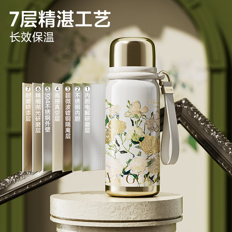 格沵 致敬梵高系列保温杯GE-MET24AW-B110 玫瑰 580ml高清大图