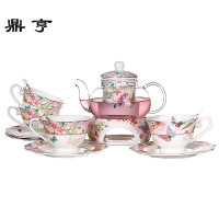 鼎亨欧式花茶茶具套装 透明玻璃煮水果茶壶加热底座 英式下午茶家