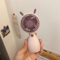 mini小型可爱静音小风扇学生桌面手持随身便携usb充电迷你电风扇 粉色(兔耳挂绳+usb线)