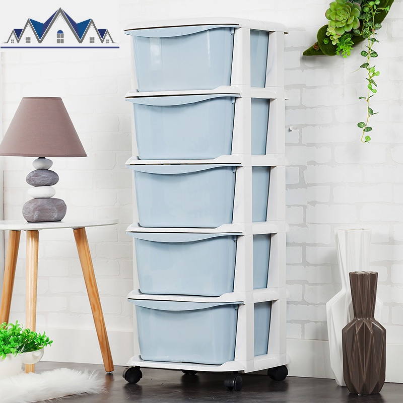 加厚儿童抽屉式收纳柜子宝宝衣柜多层储物柜塑料衣物整理箱五斗柜 三维工匠 马卡龙蓝破损免费补发