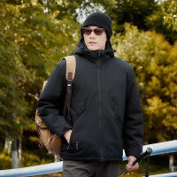 JEEPSPIRIT秋冬石墨烯棉衣男加绒加厚保暖防寒棉服冬装男士连帽棉服外套_736 M 黑色