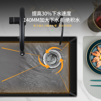 SEREN HOME 赛恩卫浴水槽单槽右置去水厨房洗菜盆加厚纳米手工大单槽台上台下洗碗池